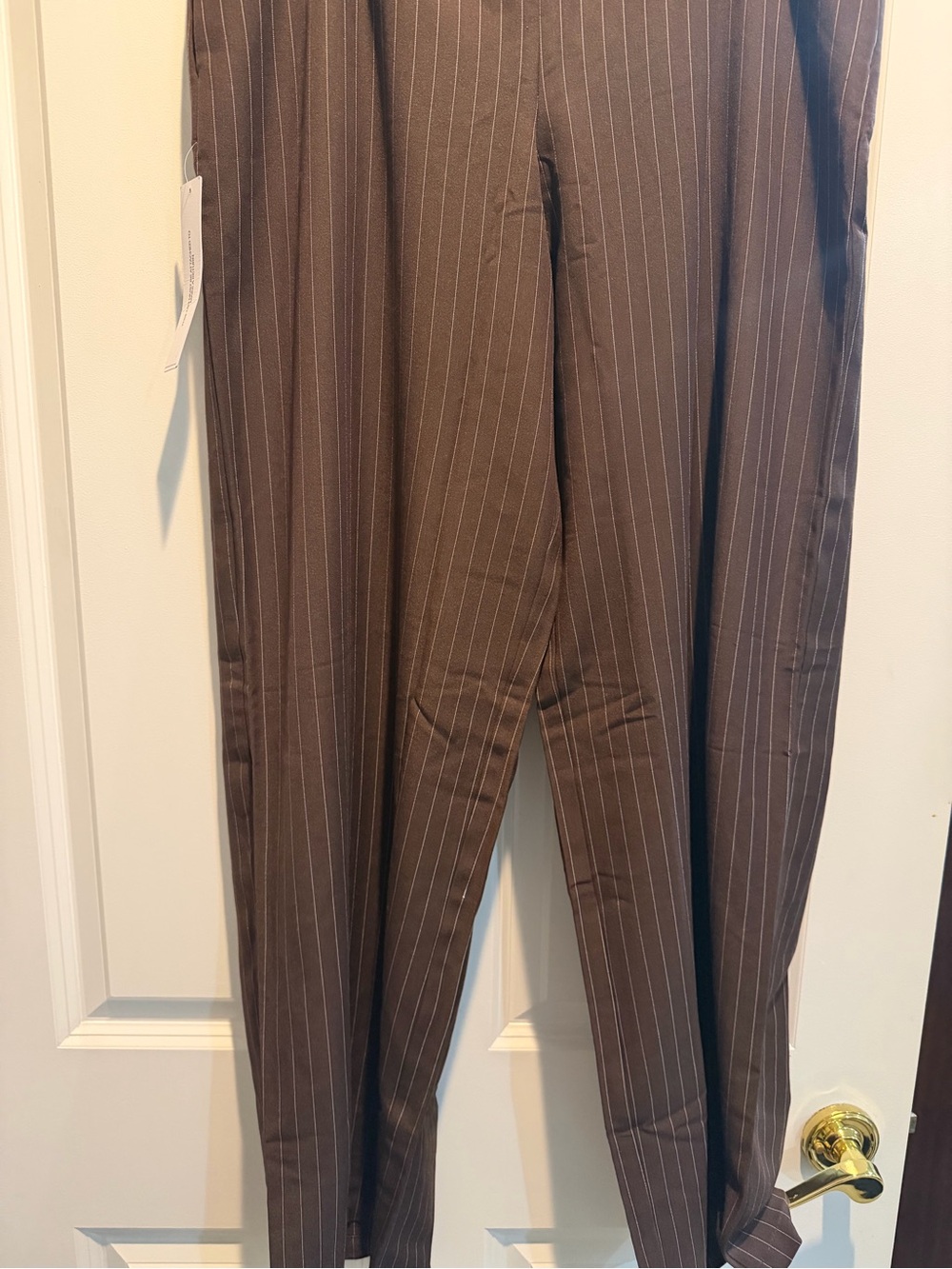 Princess Polly Brown Pinstripe Wide Leg Trousers